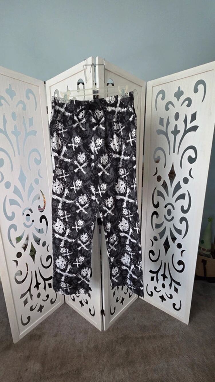 Marvel The Punisher Mens S Pajama Pants Black Gray Skull Comic Geek Streetwear